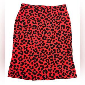Ann Taylor Women’s Size 6 Red and Black Leopard Skirt Hidden Zipper